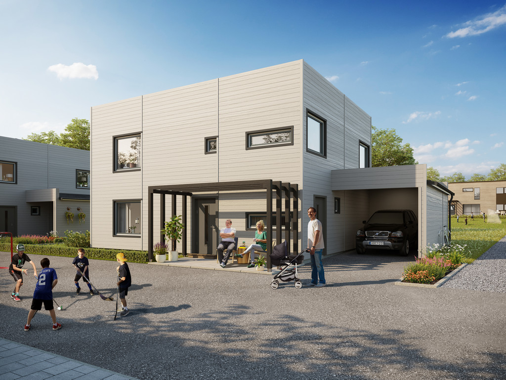 Arkitekturvisualisering 3D Visualisering Exteriör Barkarö Modern Villa Hus