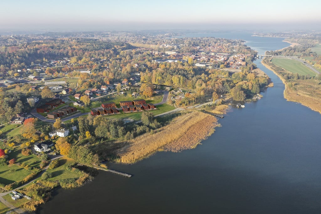 Arkitekturvisualisering 3D Visualisering Exteriör Birdeye Landskap Älv Natur Skog