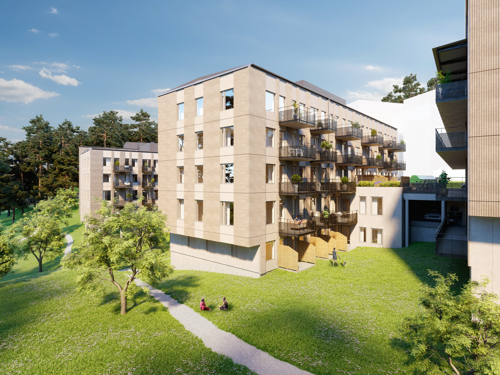 Arkitekturvisualisering 3D Visualisering Exteriör Fastighet Kungsängen Lägenhet Natur